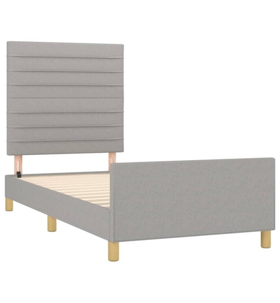Bettgestell mit Kopfteil Hellgrau 80x200 cm Stoff
