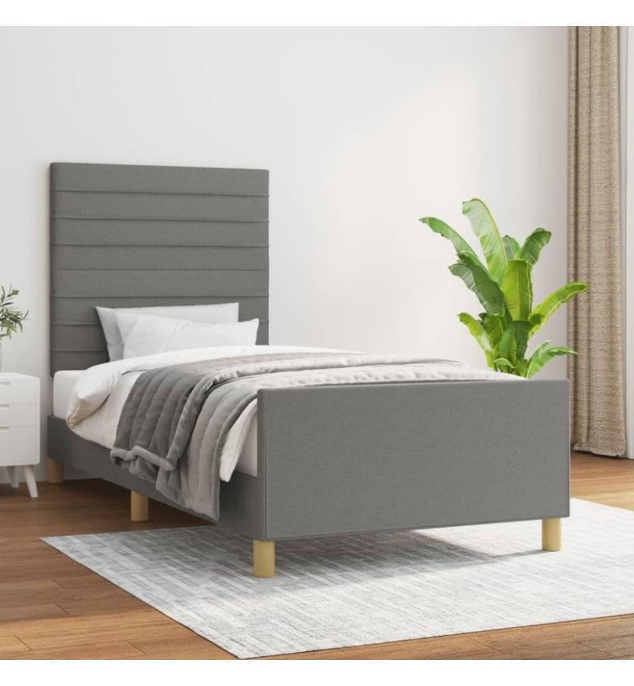 Cadre de lit avec tête de lit Gris foncé 80x200 cm Tissu