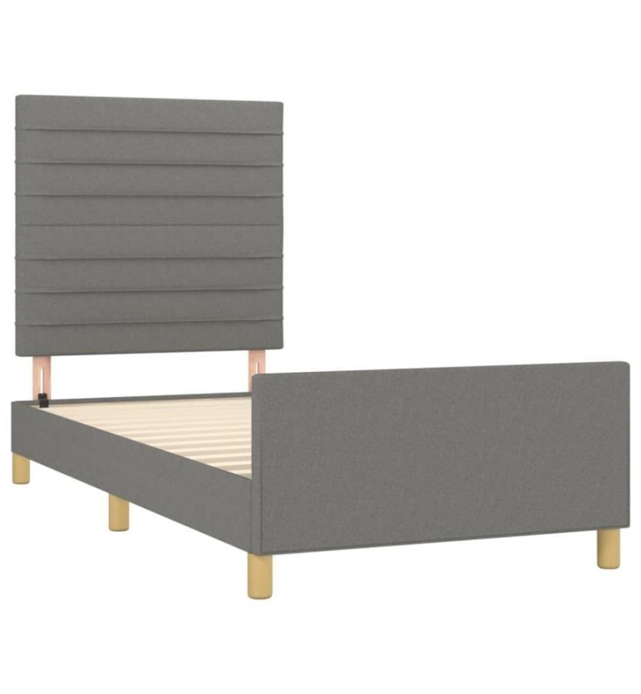 Cadre de lit avec tête de lit Gris foncé 80x200 cm Tissu