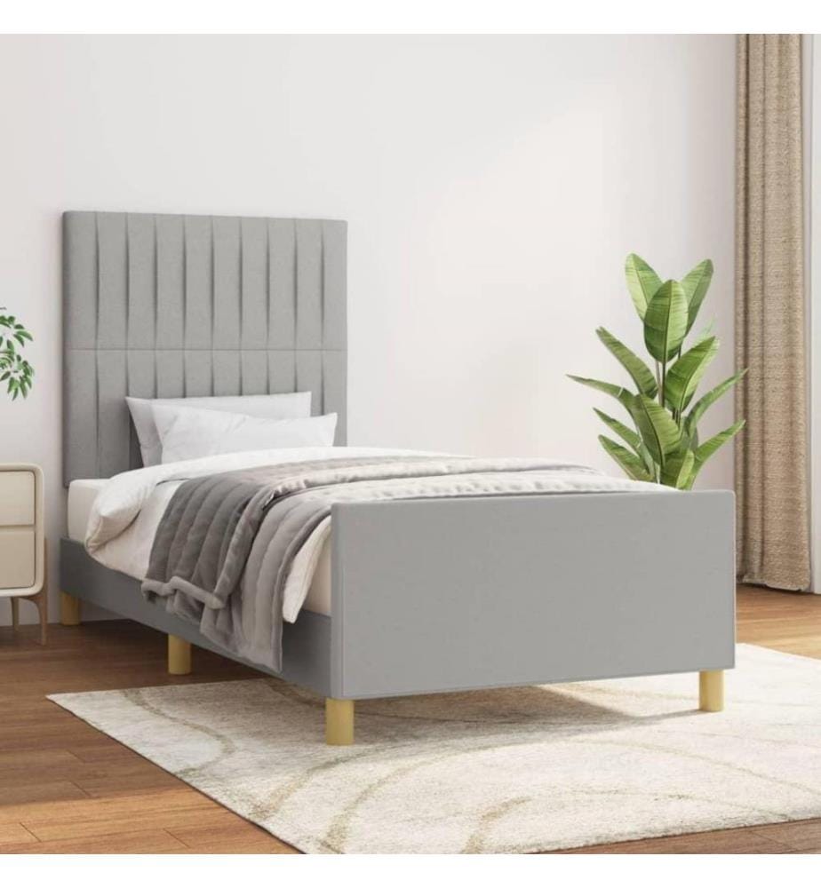 Cadre de lit avec tête de lit Gris clair 80x200 cm Tissu