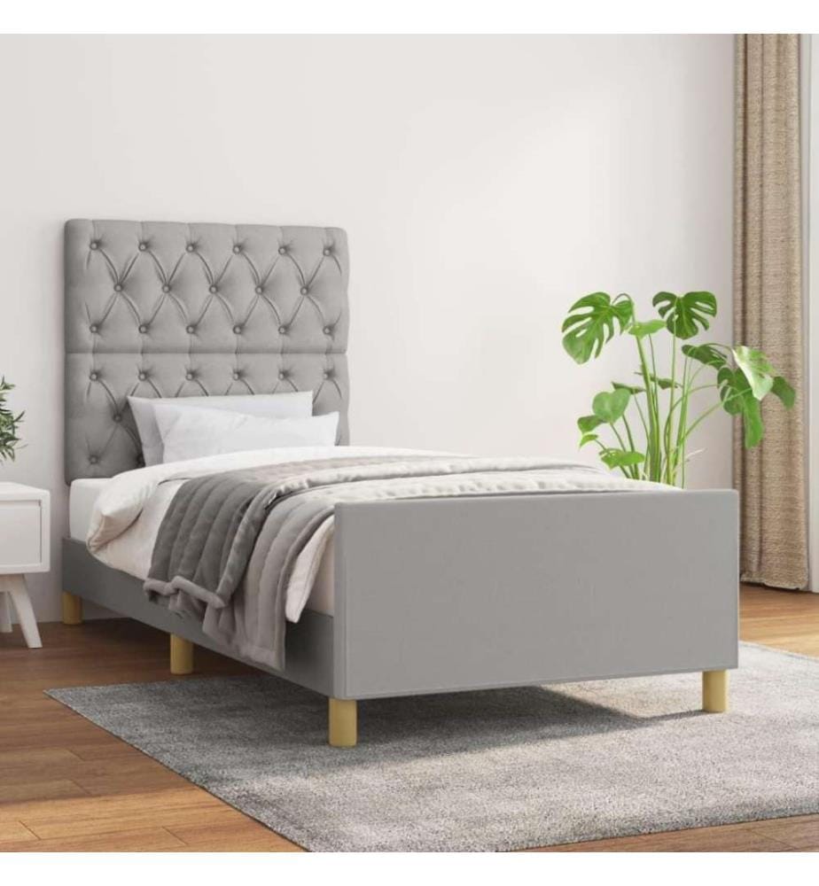 Cadre de lit avec tête de lit Gris clair 80x200 cm Tissu