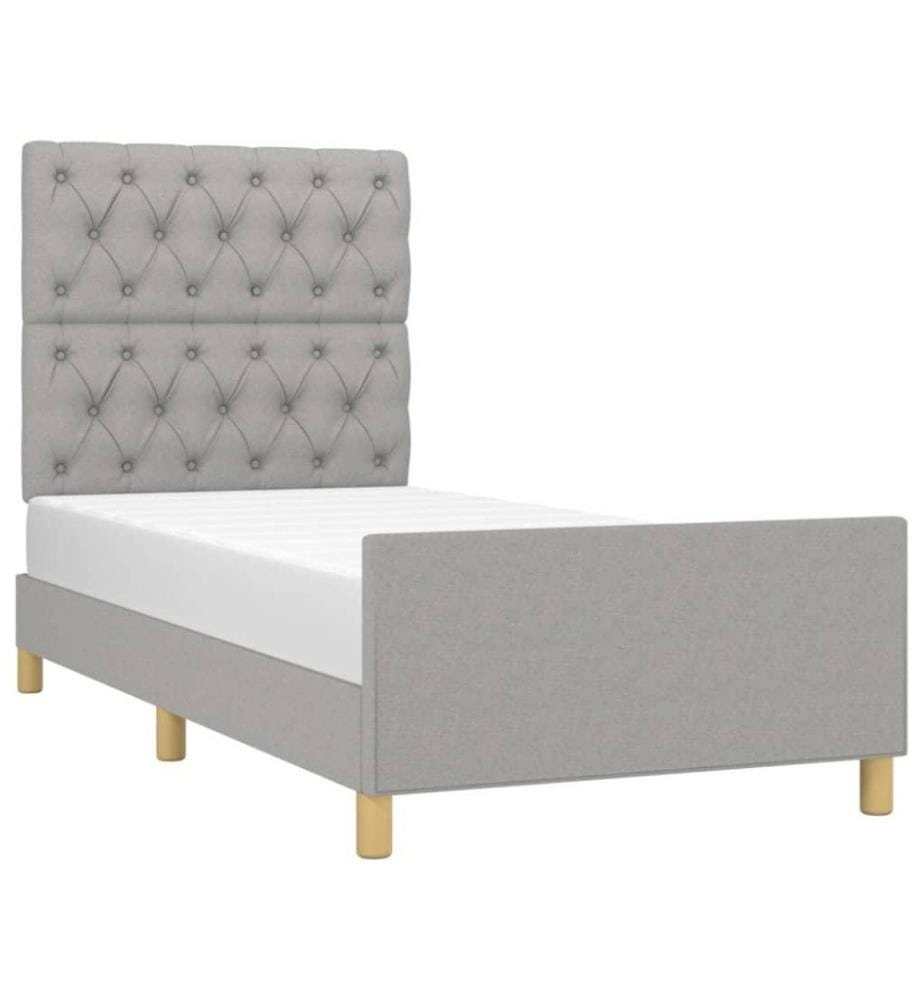 Cadre de lit avec tête de lit Gris clair 80x200 cm Tissu