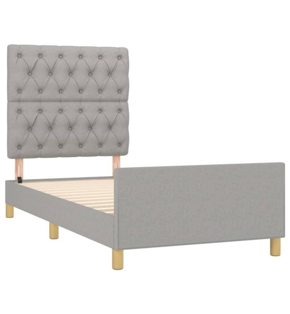 Cadre de lit avec tête de lit Gris clair 80x200 cm Tissu