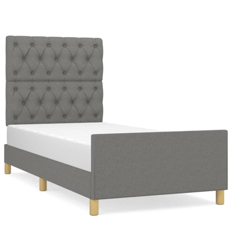 Bettgestell mit Kopfteil Dunkelgrau 80x200 cm Stoff