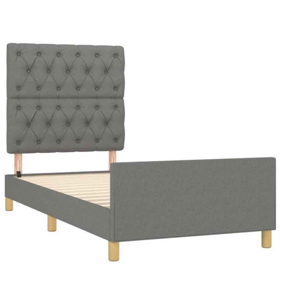 Bettgestell mit Kopfteil Dunkelgrau 80x200 cm Stoff