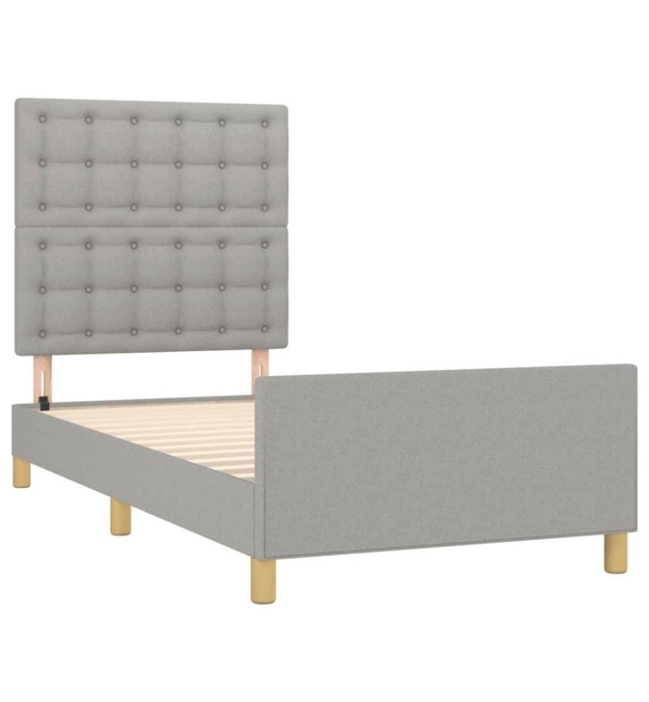 Bettgestell mit Kopfteil Hellgrau 80x200 cm Stoff
