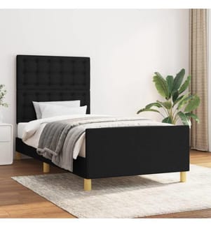 Bettgestell mit Kopfteil Schwarz 80x200 cm Stoff