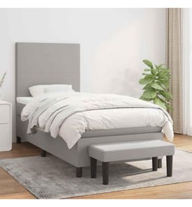 Boxspringbett mit Matratze Hellgrau 100x200 cm Stoff