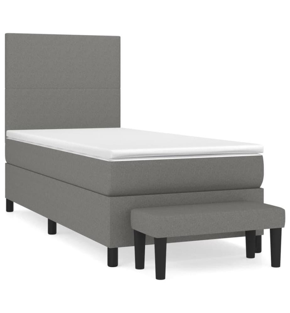 Boxspringbett mit Matratze Dunkelgrau 100x200 cm Stoff