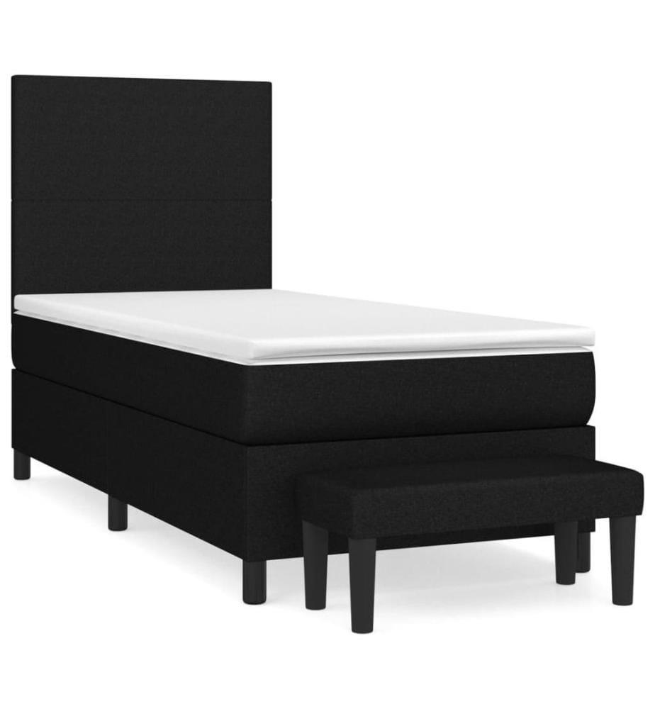 Boxspringbett mit Matratze Schwarz 100x200 cm Stoff