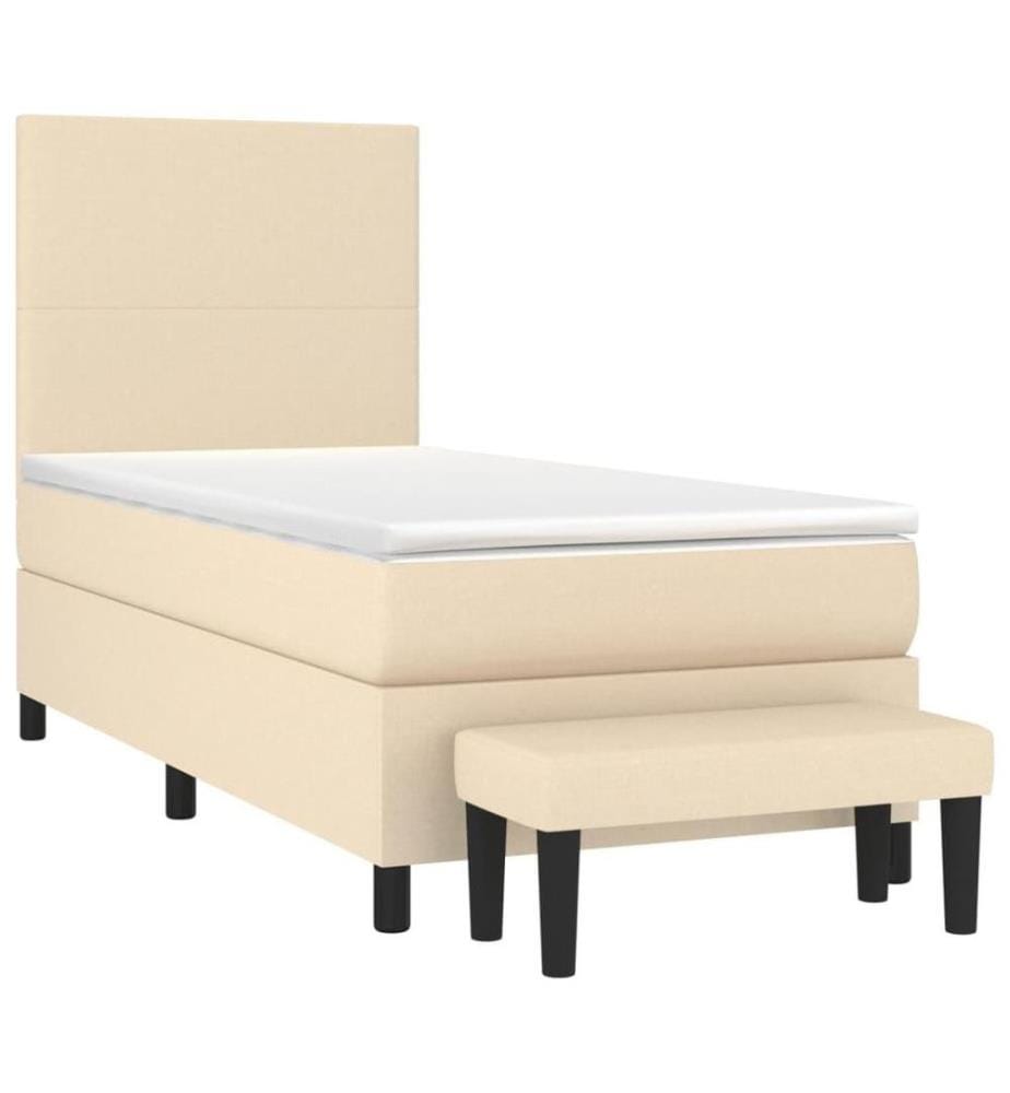 Boxspringbett mit Matratze Creme 100x200 cm Stoff