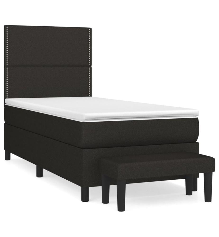 Boxspringbett mit Matratze Schwarz 100x200 cm Stoff