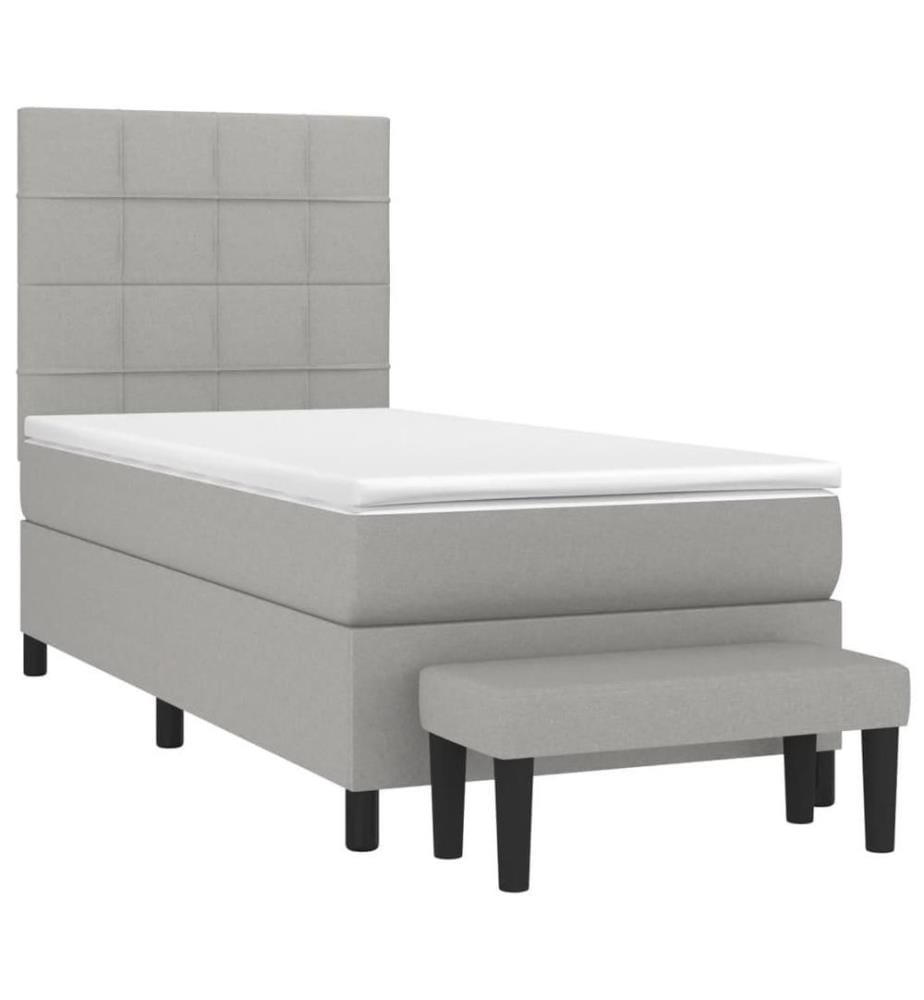 Boxspringbett mit Matratze Hellgrau 100x200 cm Stoff