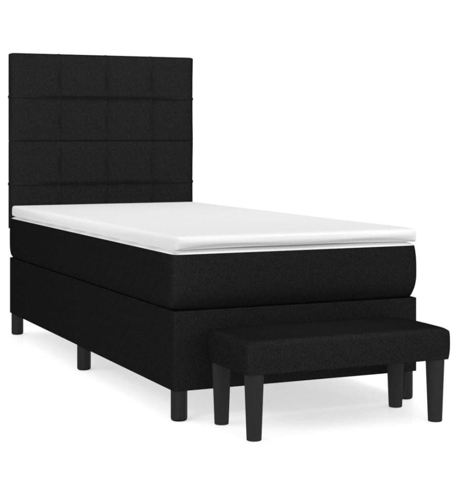 Boxspringbett mit Matratze Schwarz 100x200 cm Stoff