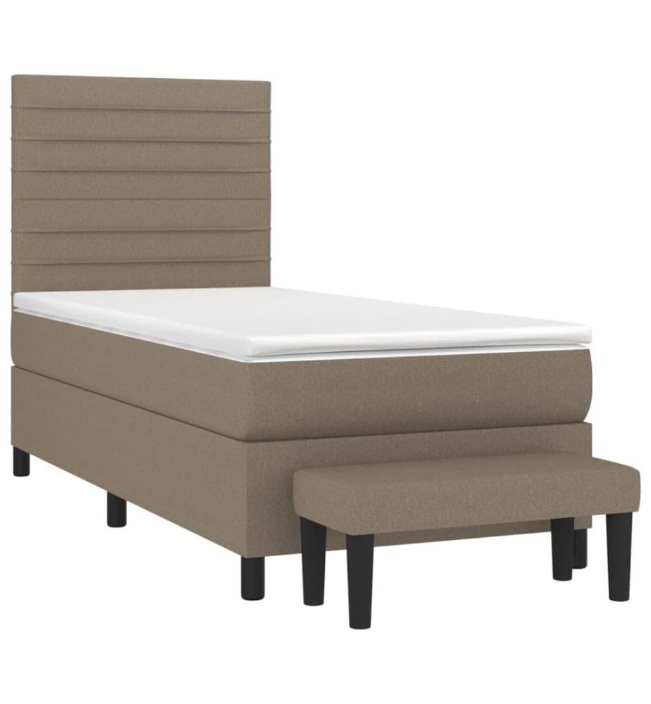 Lit à sommier tapissier avec matelas Taupe 100x200 cm Tissu