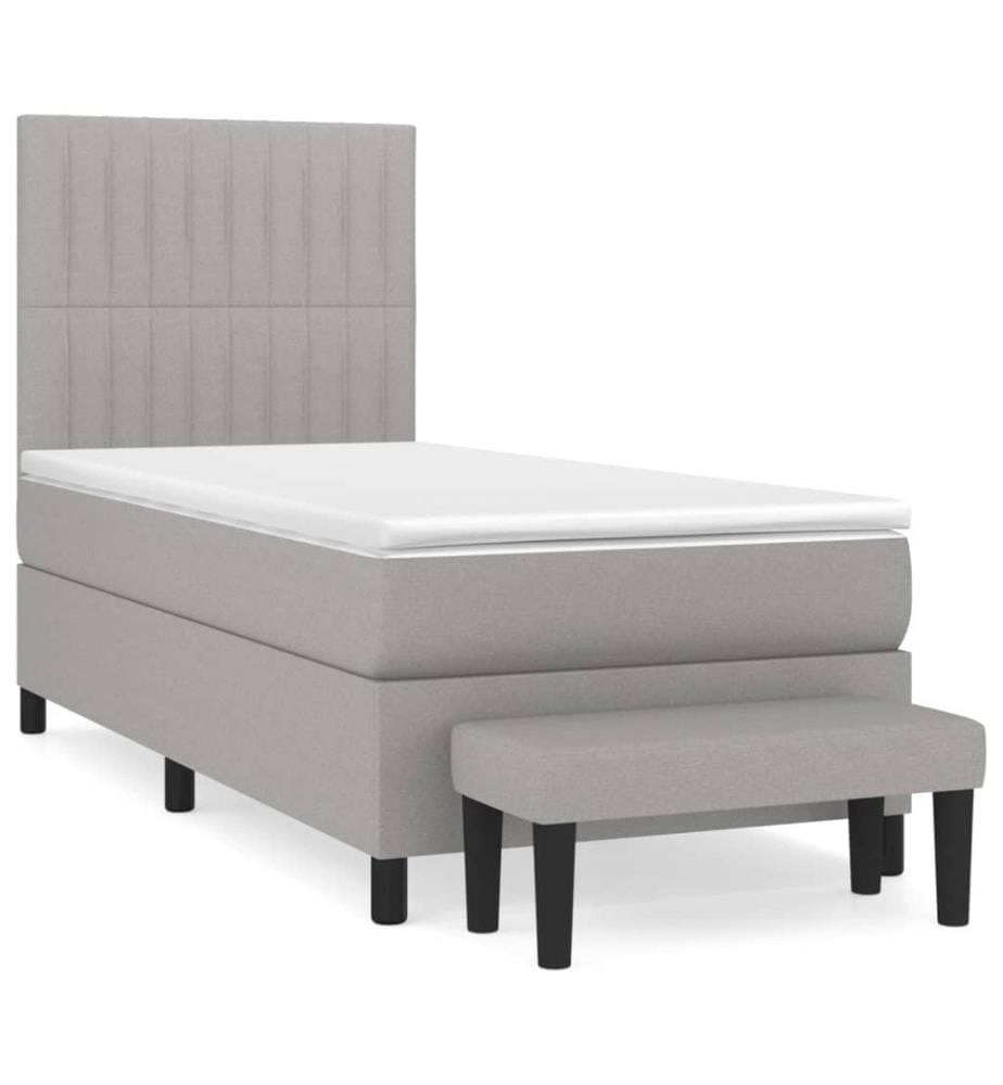 Lit à sommier tapissier avec matelas Gris clair 100x200cm Tissu