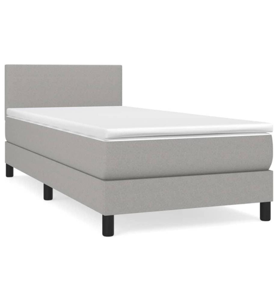 Boxspringbett mit Matratze Hellgrau 100x200 cm Stoff