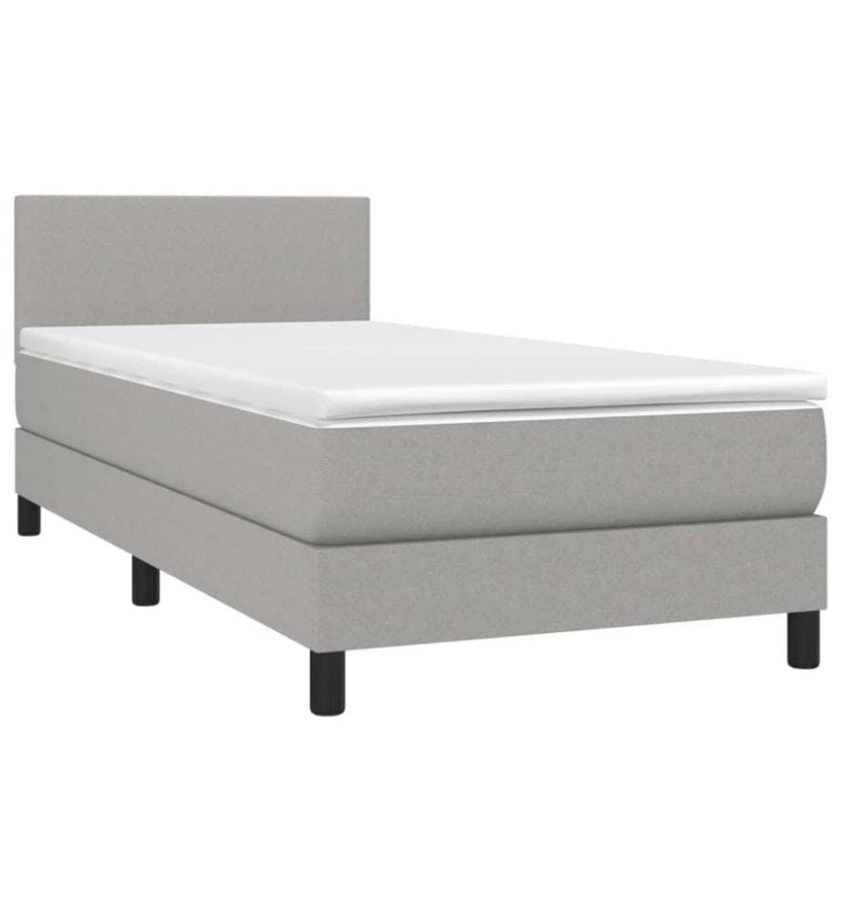 Boxspringbett mit Matratze Hellgrau 100x200 cm Stoff