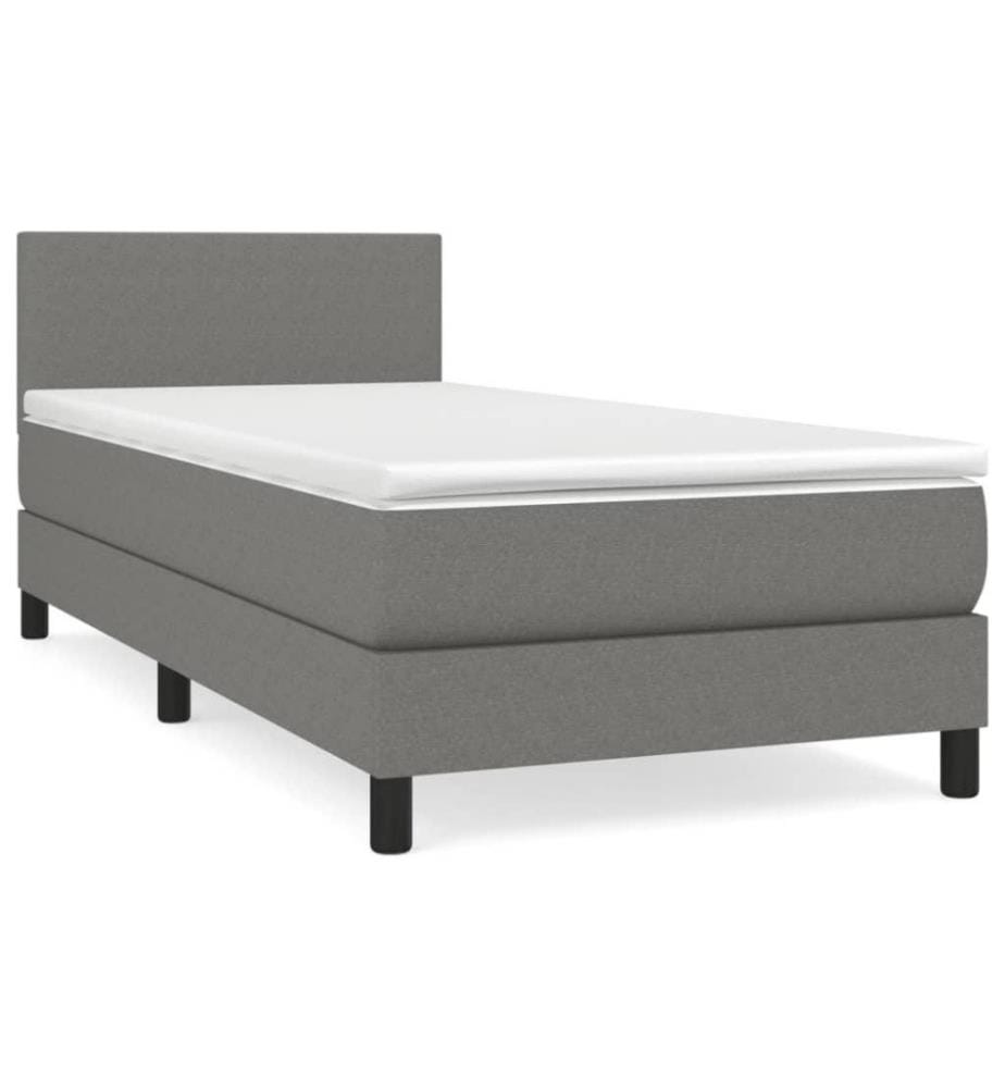 Boxspringbett mit Matratze Dunkelgrau 100x200 cm Stoff
