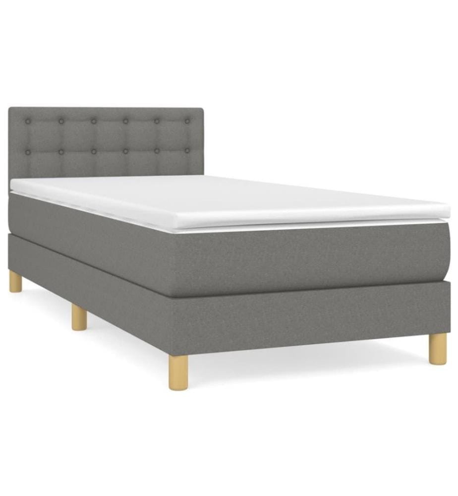 Boxspringbett mit Matratze Dunkelgrau 100x200 cm Stoff