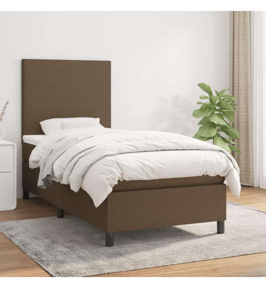 Lit à sommier tapissier avec matelas Marron foncé 80x200 cm