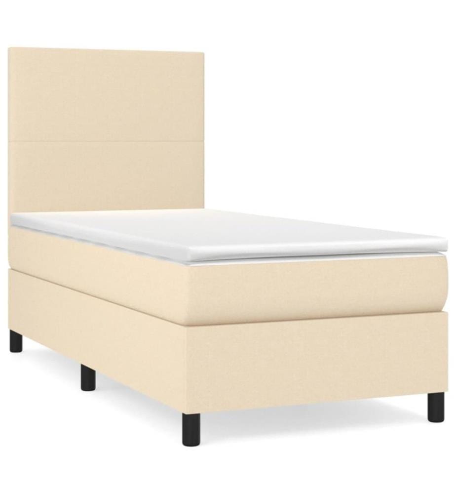 Lit à sommier tapissier avec matelas Crème 80x200 cm Tissu