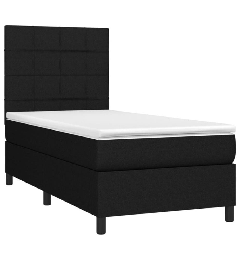 Lit à sommier tapissier et matelas Noir 80x200 cm Tissu
