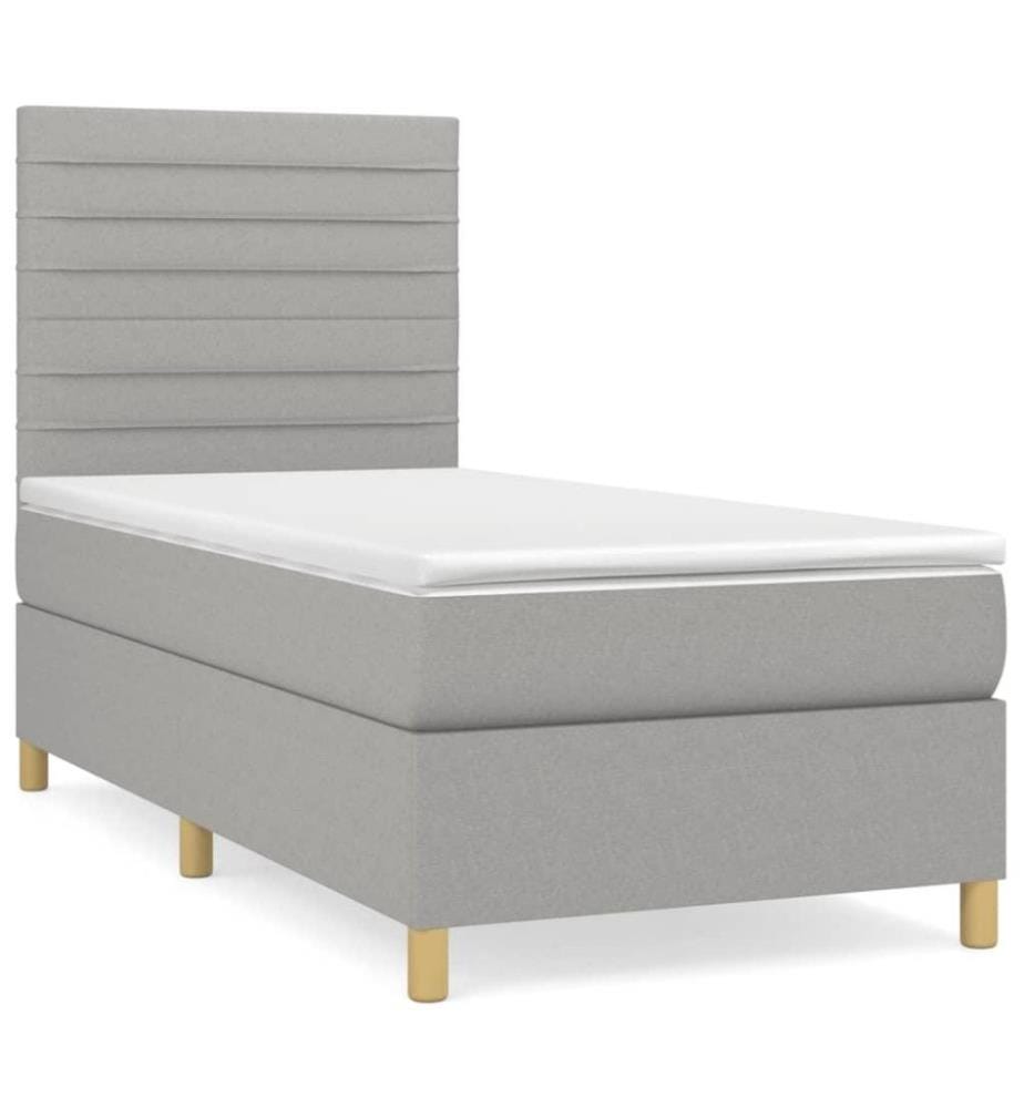 Lit à sommier tapissier avec matelas Gris clair 80x200 cm Tissu