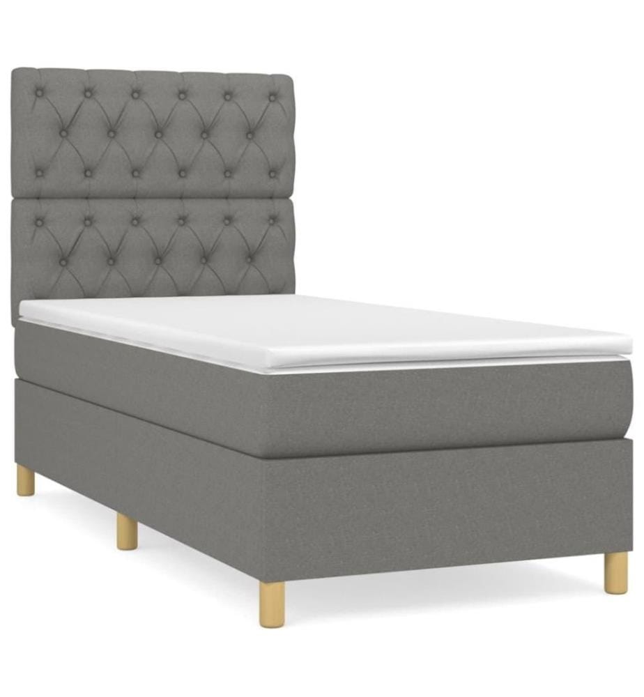 Lit à sommier tapissier avec matelas Gris foncé 80x200 cm Tissu