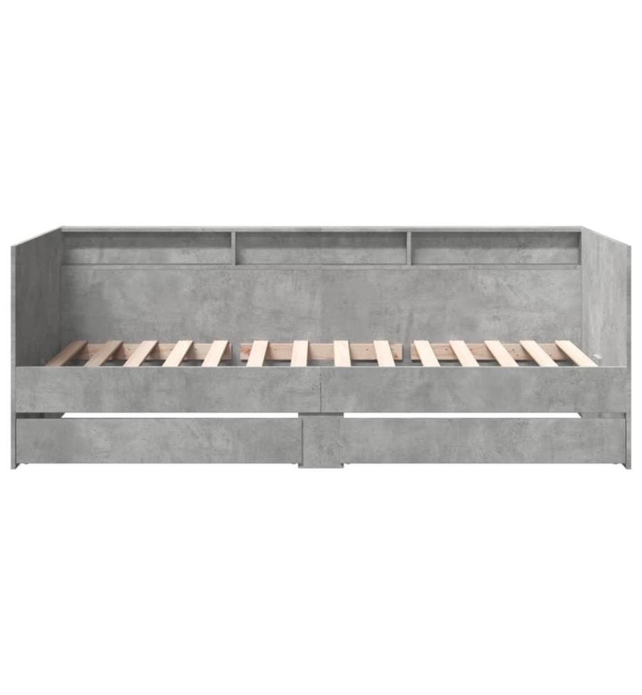 Tagesbett mit Schubladen Betongrau 75x190 cm Holzwerkstoff
