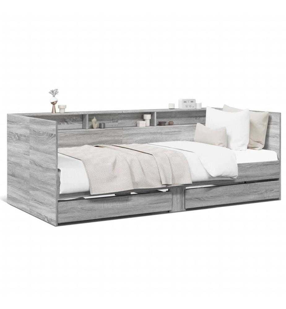 Tagesbett mit Schubladen Grau Sonoma 75x190 cm Holzwerkstoff