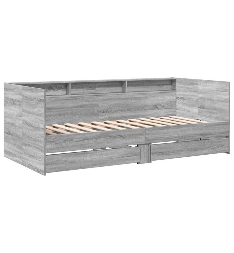 Tagesbett mit Schubladen Grau Sonoma 75x190 cm Holzwerkstoff