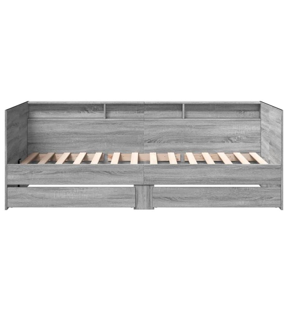 Tagesbett mit Schubladen Grau Sonoma 75x190 cm Holzwerkstoff