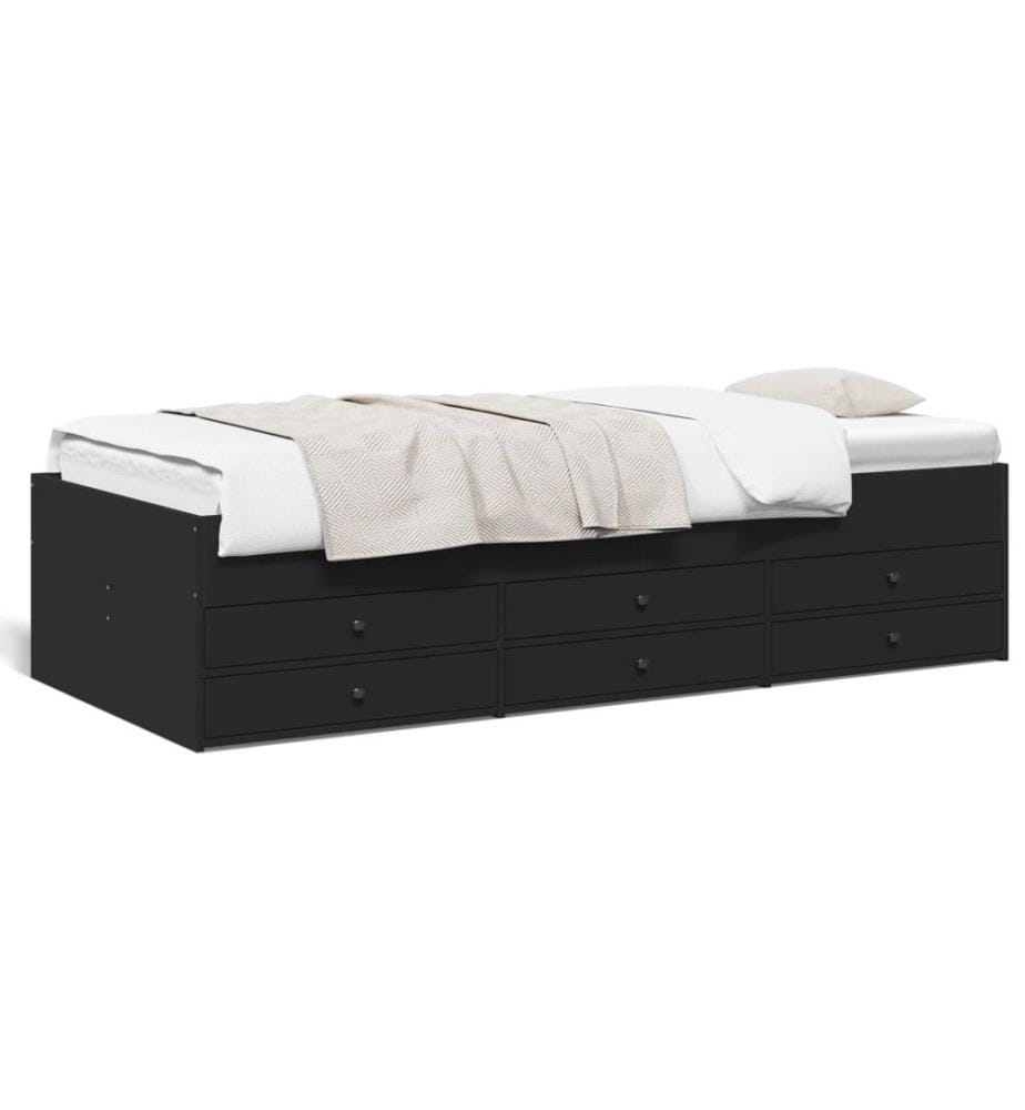 Tagesbett mit Schubladen Schwarz 75x190 cm Holzwerkstoff