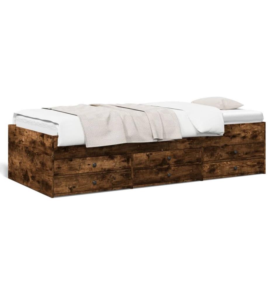 Tagesbett mit Schubladen Räuchereiche 75x190 cm Holzwerkstoff