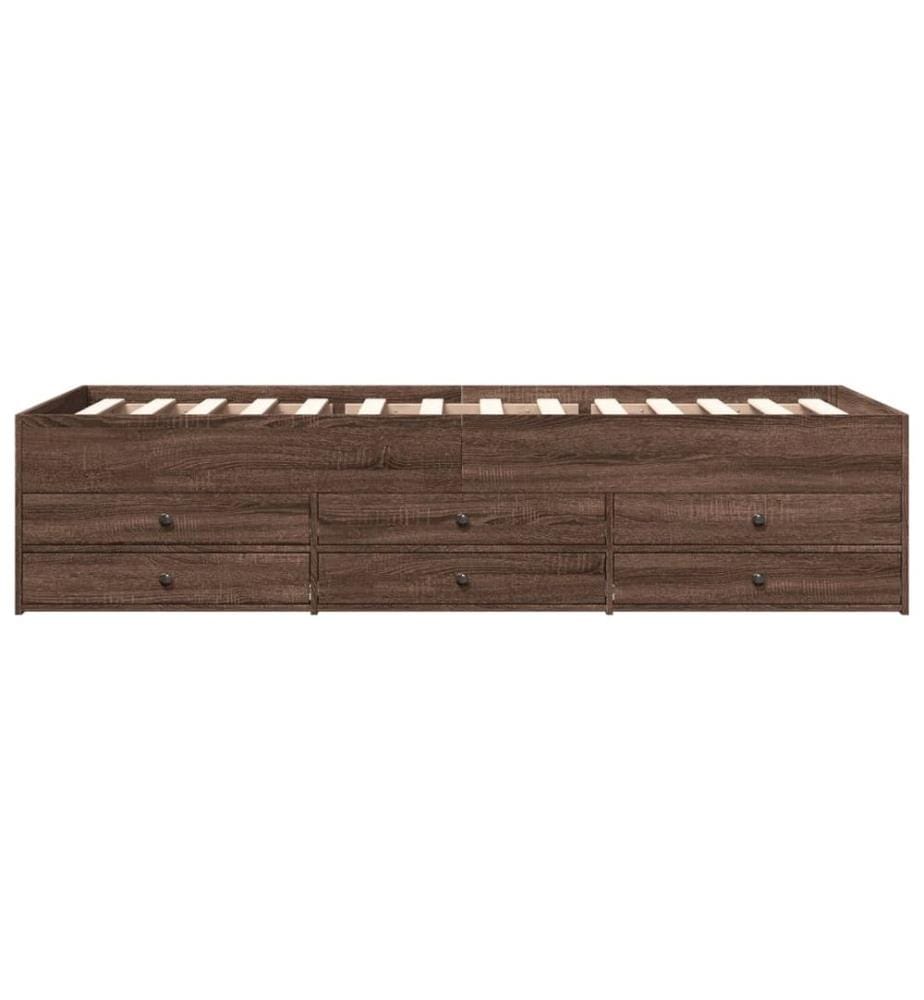 Lit de jour et tiroirs chêne marron 75x190 cm bois d'ingénierie
