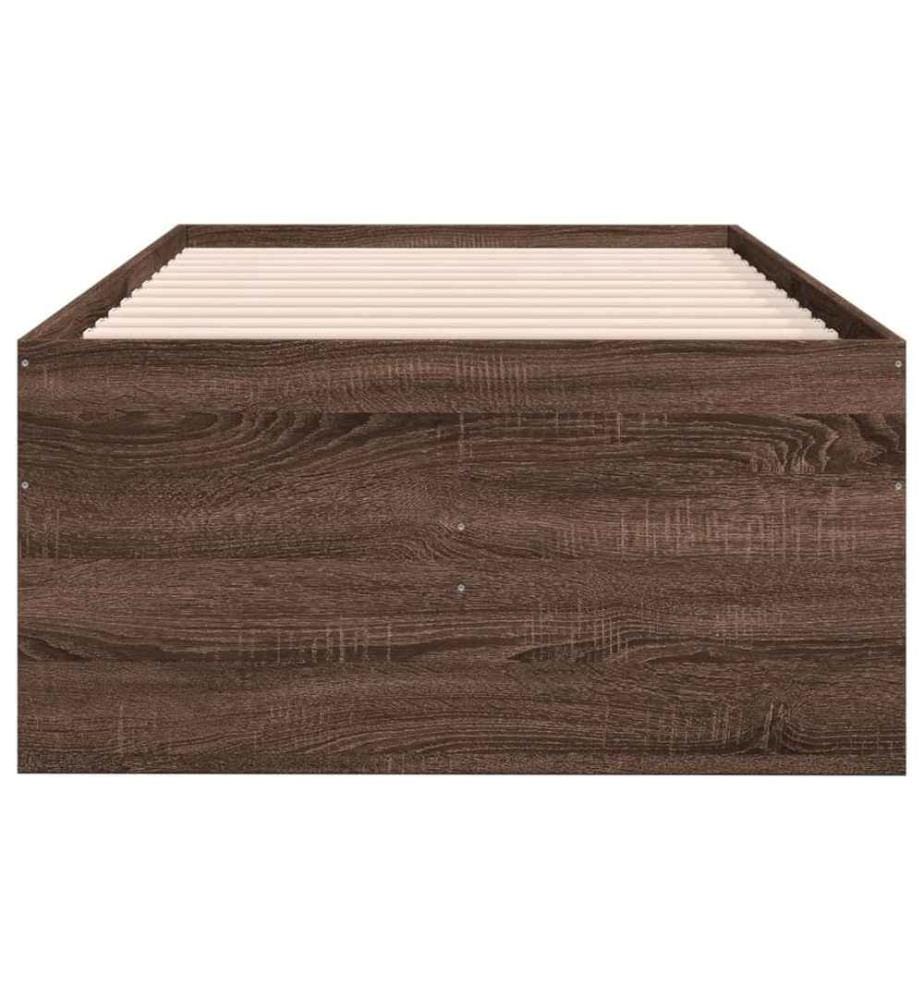 Lit de jour et tiroirs chêne marron 75x190 cm bois d'ingénierie