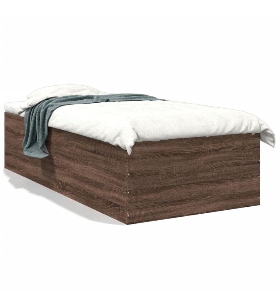 Cadre de lit chêne marron 75x190 cm bois d'ingénierie