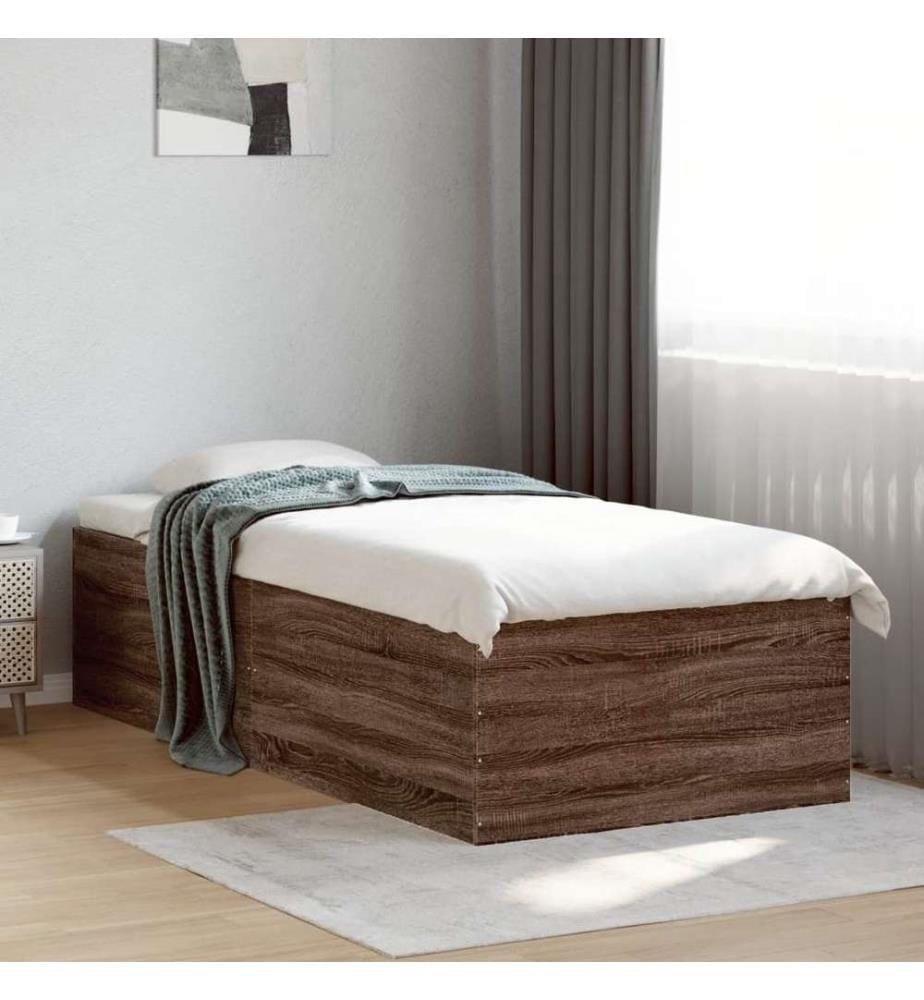 Cadre de lit chêne marron 75x190 cm bois d'ingénierie