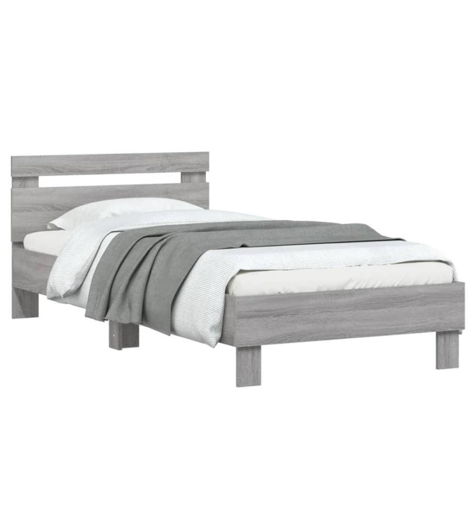 Cadre de lit avec tête de lit sonoma gris 75x190 cm