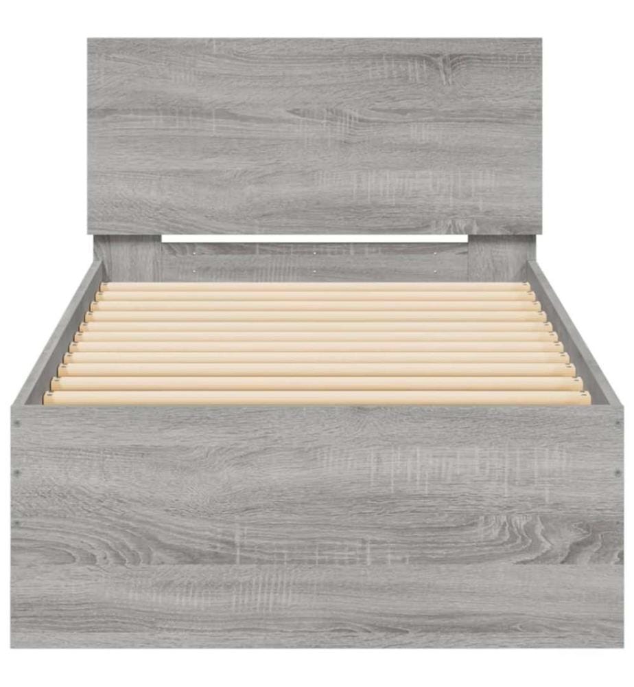 Cadre de lit avec tête de lit sonoma gris 75x190 cm