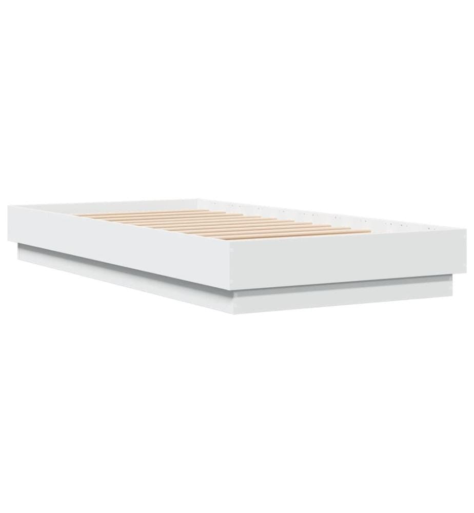 Cadre de lit avec lumières LED blanc 75x190 cm