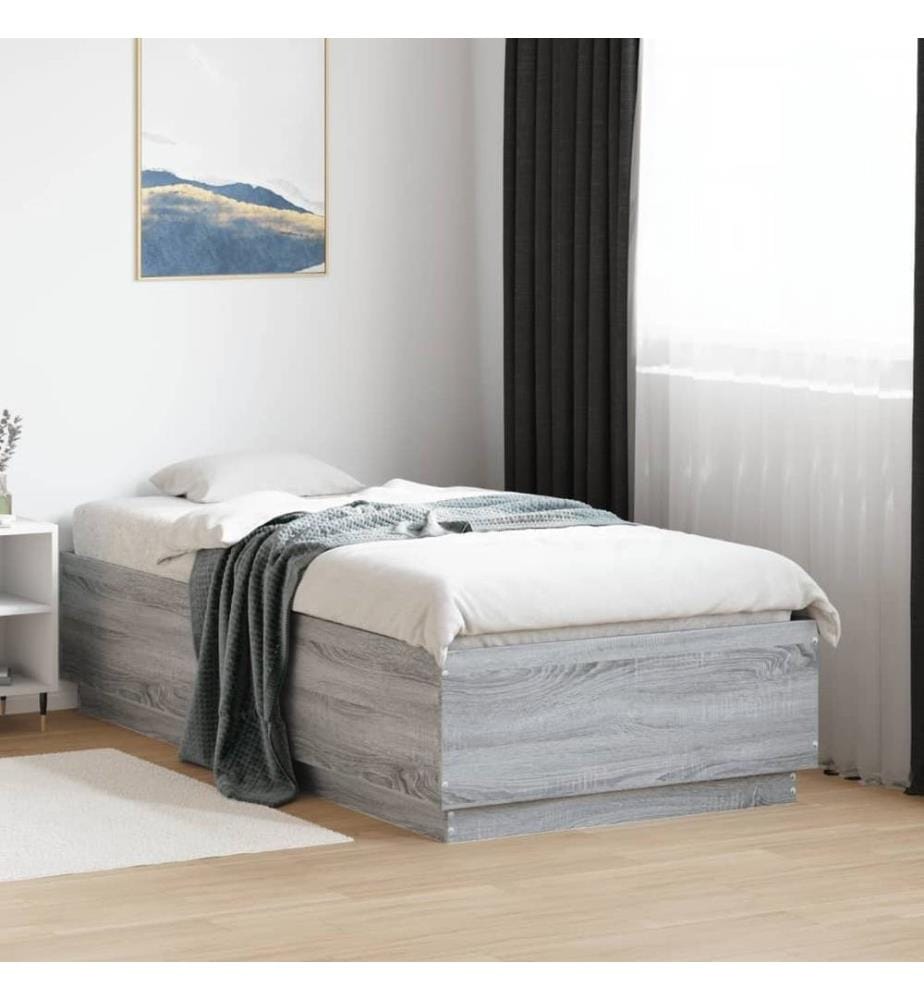 Cadre de lit sonoma gris 75x190 cm bois d'ingénierie
