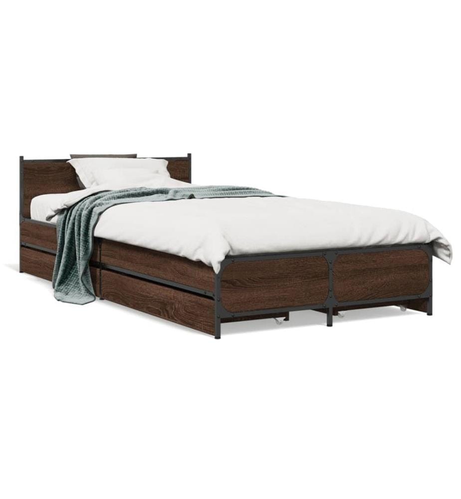 Bettgestell mit Schubladen Braun Eichen-Optik 75x190 cm