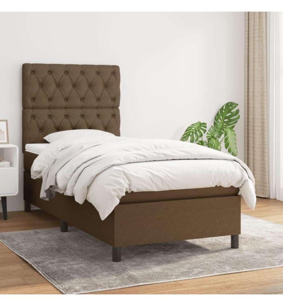 Lit à sommier tapissier avec matelas Marron foncé 80x200 cm