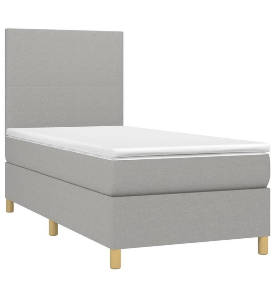 Lit à sommier tapissier avec matelas Gris clair 80x200 cm Tissu