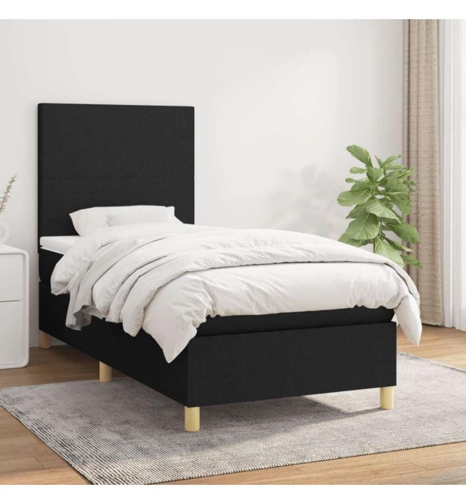 Boxspringbett mit Matratze Schwarz 80x200 cm Stoff