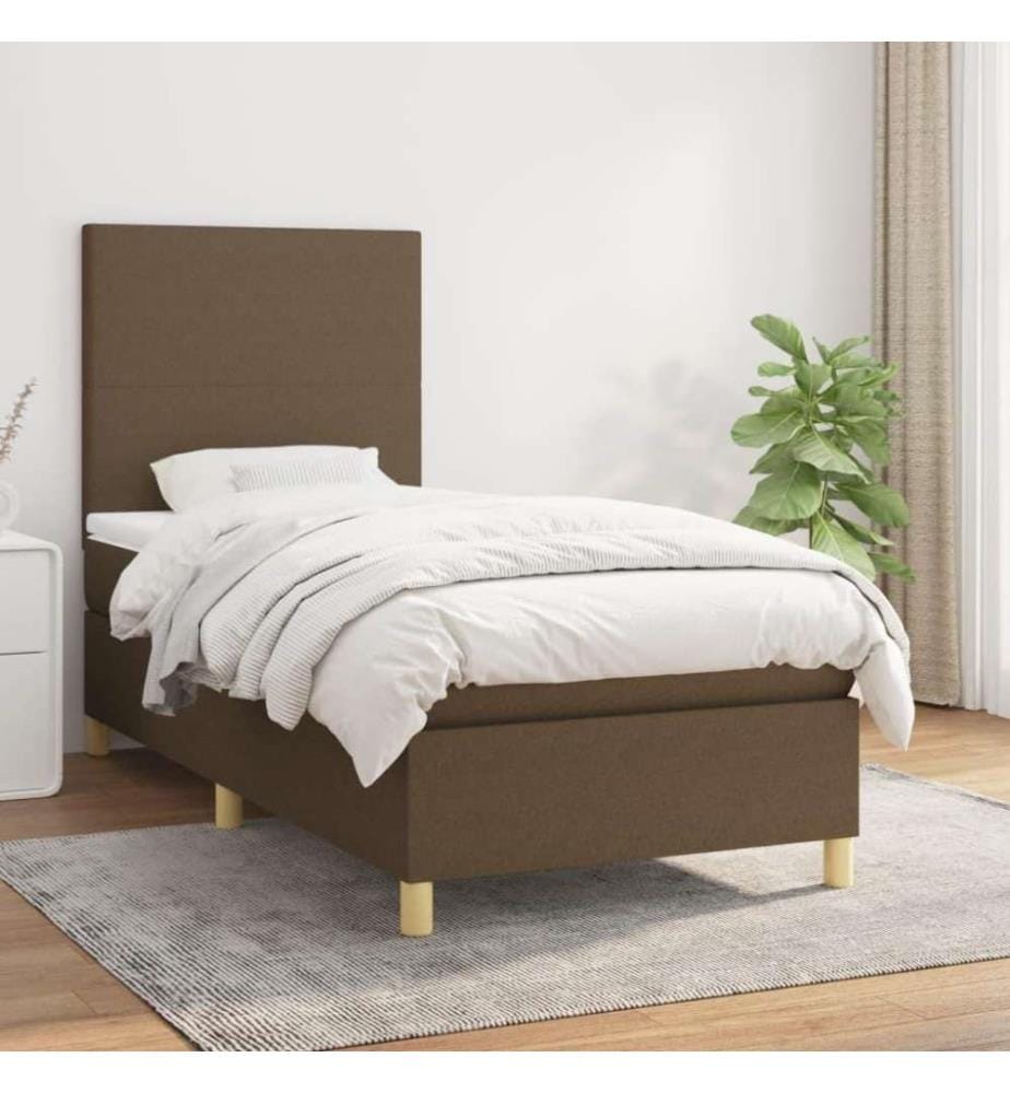 Lit à sommier tapissier avec matelas Marron foncé 80x200 cm