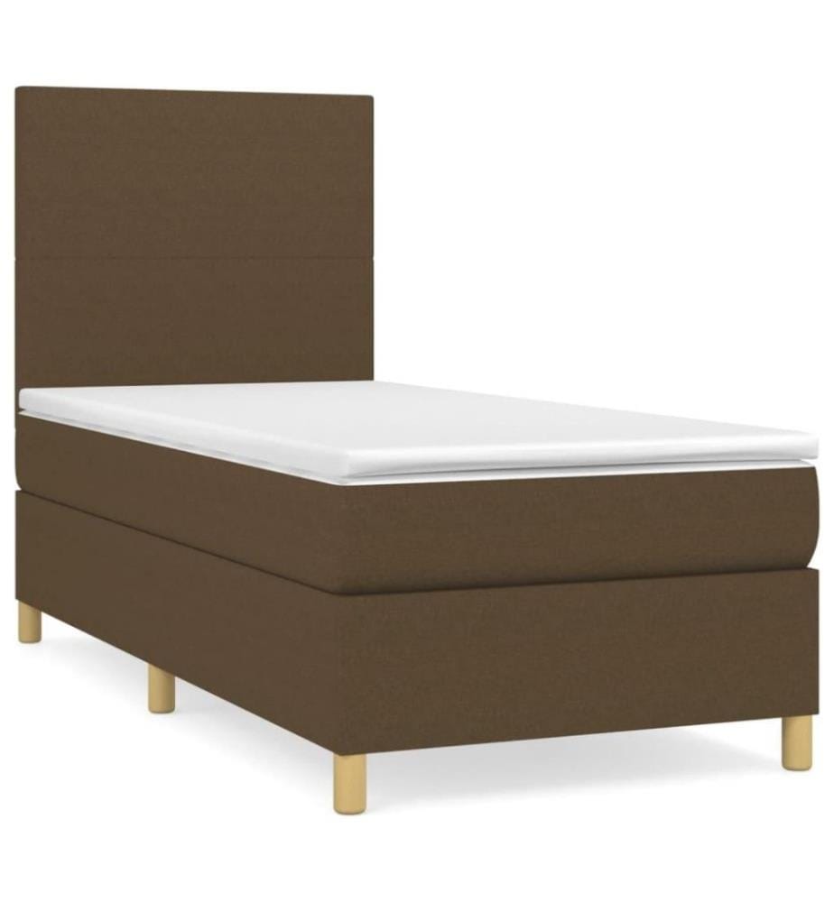 Lit à sommier tapissier avec matelas Marron foncé 80x200 cm