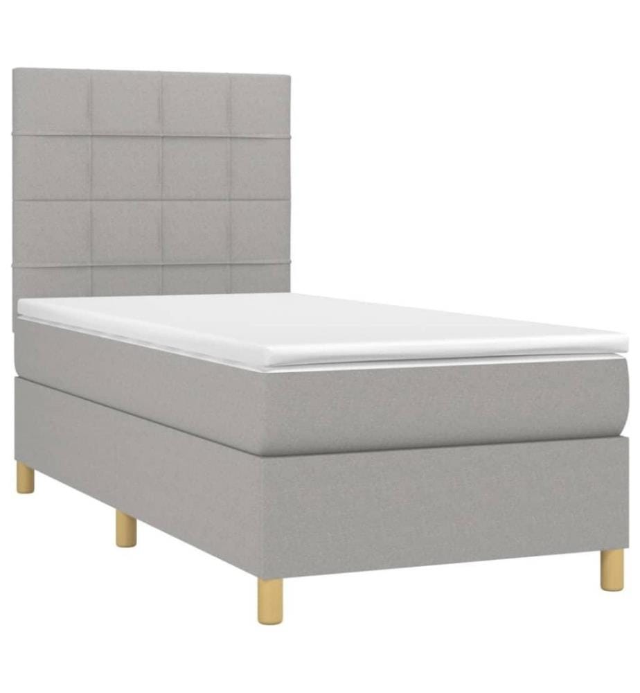 Boxspringbett mit Matratze Hellgrau 80x200 cm Stoff